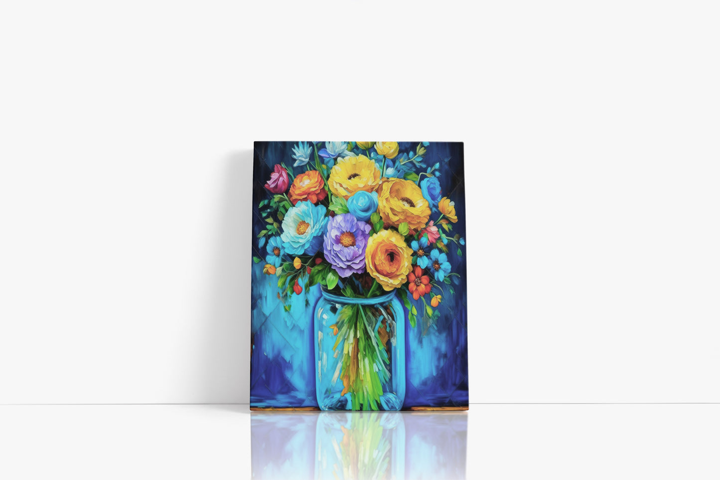 Colorful Flowers In Mason Jar